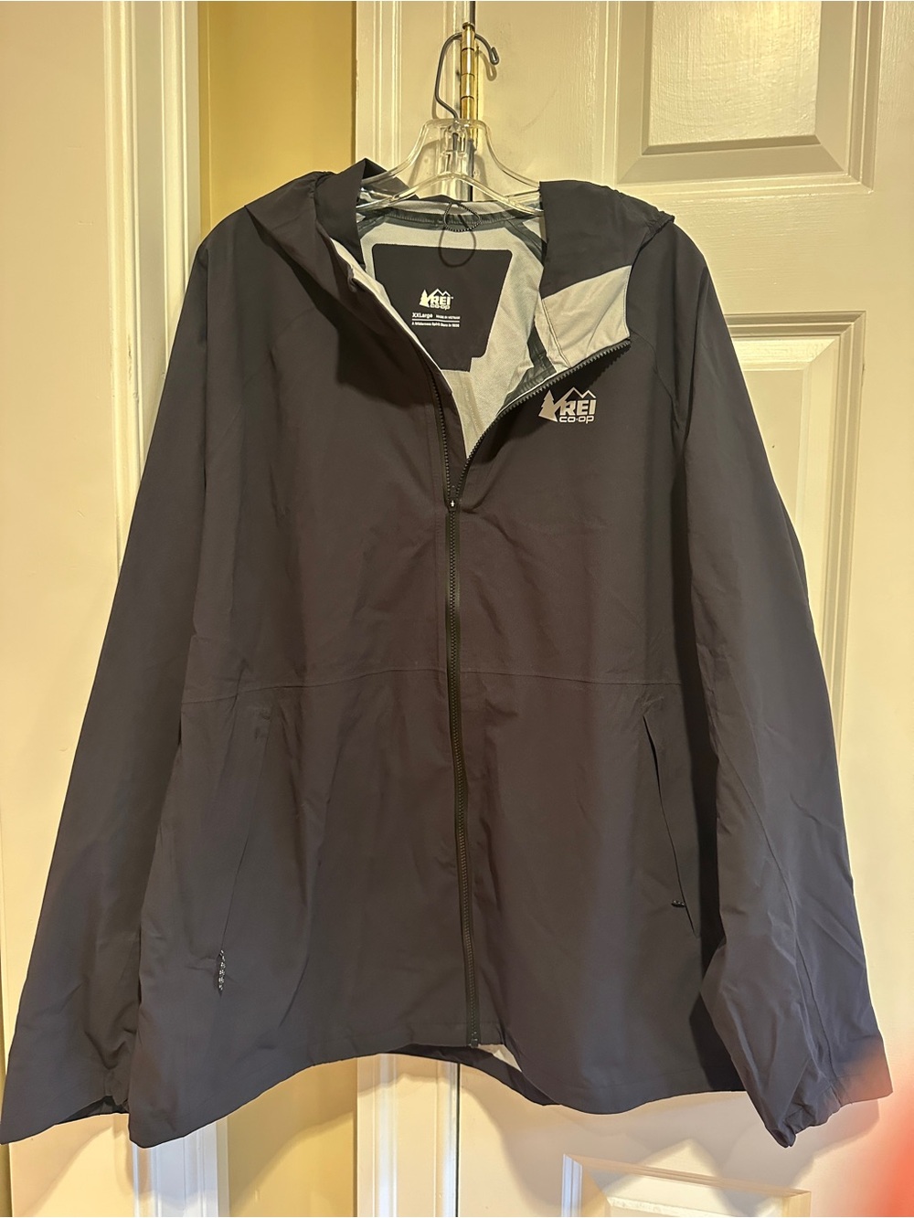 REI Co-op XXL Hooded Rain Jacket Lightweight Nylon Black